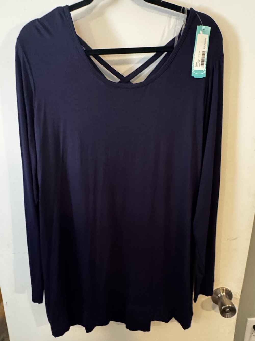 Gaiam “Emma” Crisscross Back Long Sleeve Tee in Navy - New With Tags
